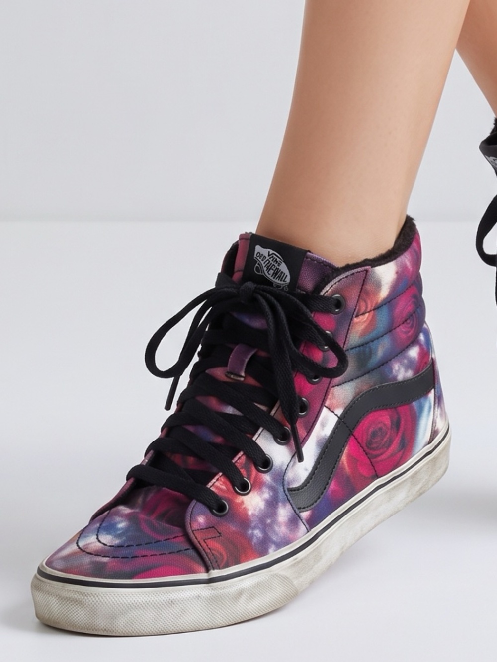 VANS • Galaxy Rose Floral Sk8-Hi High Top Sneakers Women’s 8